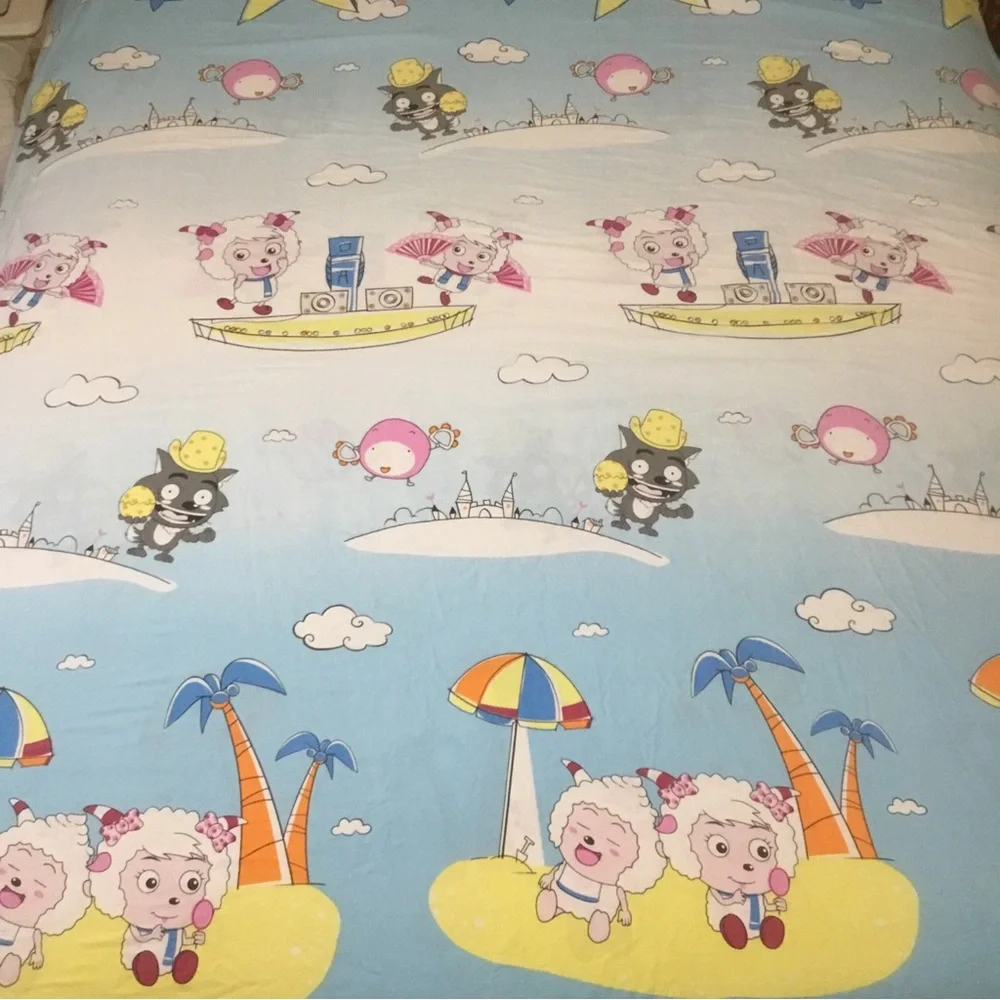 Pleasant Goat & Big Bad Wolf Full Duvet Cover Light Blanket HTF RARE Blue White
